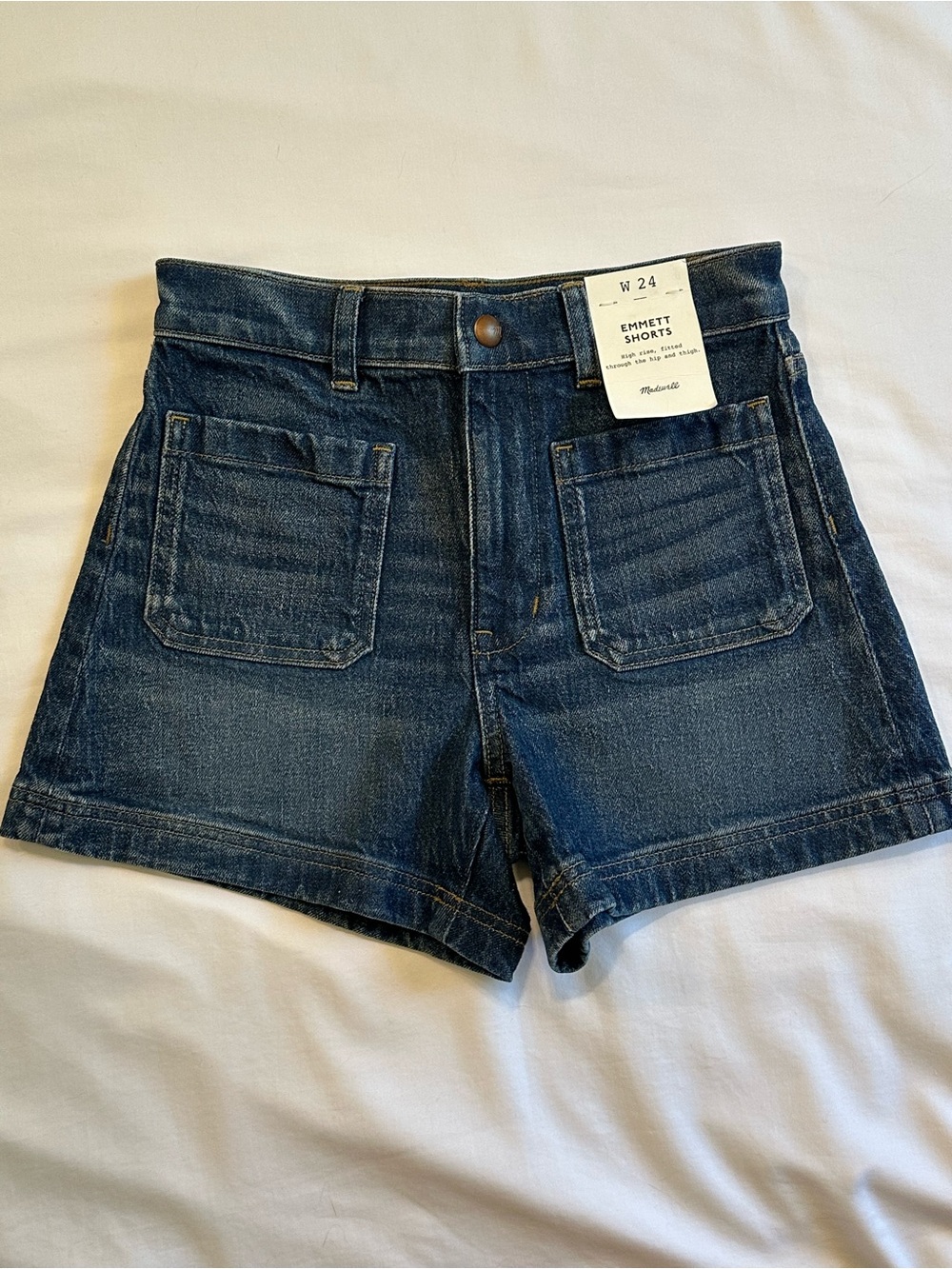 Madewell Dark Blue Denim Emmett Jean Shorts